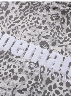 bape sudadera hombre wild leopard pattern relaxed fit half zip sweatshirt m - 1l80113304 gray