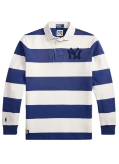 polo ralph lauren polo manknit-rugby-pullover - 710b14462002 annapolis blue deck wash white