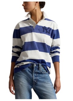 polo ralph lauren polo manknit-rugby-pullover - 710b14462002 annapolis blue deck wash white