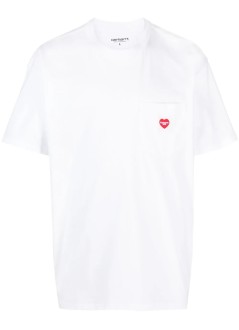 carhartt t-shirt mans/s pocket heart t-shirt organic cotton single jersey - i032128 1wzxx