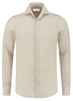aurélien camiseria hombre linen seaside shirt - 020230602060001 beige