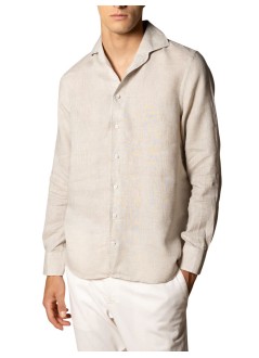 aurélien camiseria hombre linen seaside shirt - 020230602060001 beige