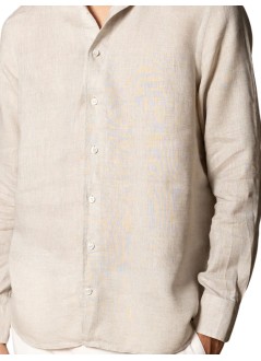 aurélien camiseria hombre linen seaside shirt - 020230602060001 beige