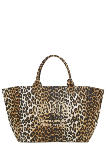 ganni handbag womanshopper xxl pocket print - a7161 943