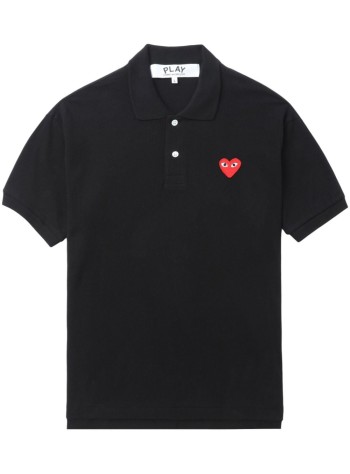 comme des garçons play polo hombre t-shirt red emblem - axt006051 black