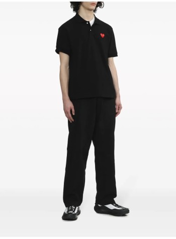 comme des garçons play polo hombre t-shirt red emblem - axt006051 black 2