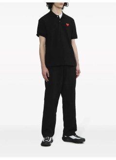 comme des garçons play polo hombre t-shirt red emblem - axt006051 black