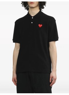 comme des garçons play polo hombre t-shirt red emblem - axt006051 black