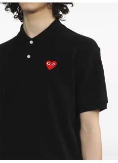 comme des garçons play polo hombre t-shirt red emblem - axt006051 black