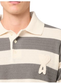 ami knitwear manshort sleeves polo with ami de coeur patch - hpl432kn0153 a152