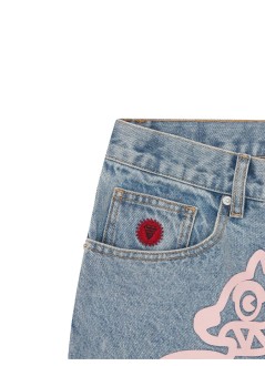 icecream short pant manrunning dog denim shorts - icd003 heavy wash blue