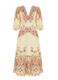 farm rio dress womanembroidery long sleeve midi dress - 348687 26045