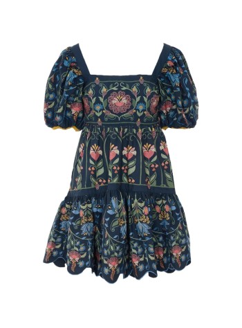 farm rio dress womanstitched garden navy blue mini dress - 358191 26091