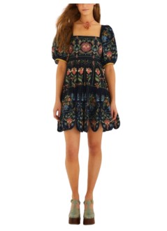 farm rio dress womanstitched garden navy blue mini dress - 358191 26091