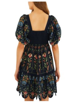 farm rio dress womanstitched garden navy blue mini dress - 358191 26091