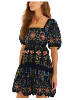 farm rio dress womanstitched garden navy blue mini dress - 358191 26091