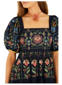 farm rio dress womanstitched garden navy blue mini dress - 358191 26091