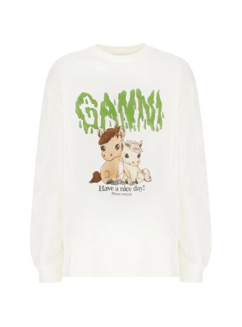 ganni sweater womanbasic cotton jersey longsleeve - a1050077 151