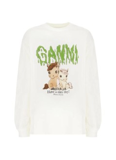 ganni sudadera mujer basic cotton jersey longsleeve - a1050077 151