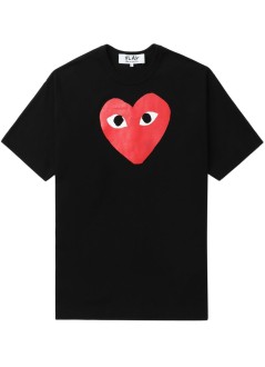 comme des garçons play t-shirt mant-shirt logo print red heart - axt112051 black