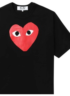 comme des garçons play t-shirt mant-shirt logo print red heart - axt112051 black