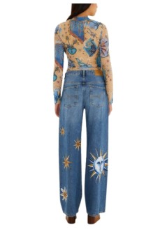 farm rio pantalon jeans mujer mistical denim pants - 348603 l0034