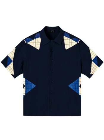a.p.c. outerwear hombre chemise patchwork - cohoph12654 iai indigo