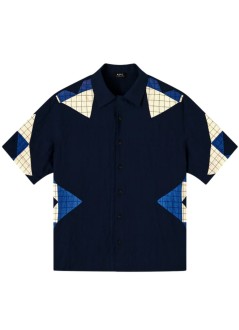 a.p.c. outerwear manchemise patchwork - cohoph12654 iai indigo