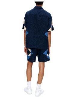 a.p.c. outerwear manchemise patchwork - cohoph12654 iai indigo