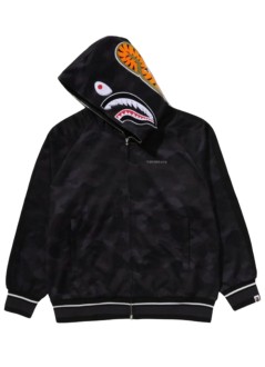 bape outerwear mancolor camo shark relaxed fit hoodie track jacket m - 1l80115312 black