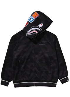 bape outerwear mancolor camo shark relaxed fit hoodie track jacket m - 1l80115312 black