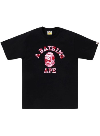 bape t-shirt manabc camo college tee m - 1l80110005 black x pink