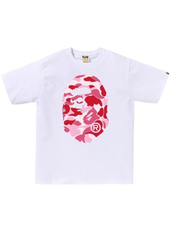 bape t-shirt manabc camo big ape head tee m - 1l80110006 white x pink