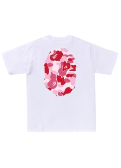 bape t-shirt manabc camo big ape head tee m - 1l80110006 white x pink
