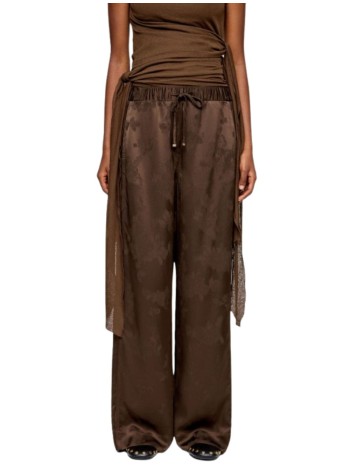 ganni pant  womanfluid satin jacquard elasticated pants - a1080120 zwx 2