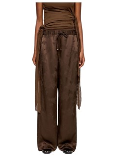 ganni pant  womanfluid satin jacquard elasticated pants - a1080120 zwx