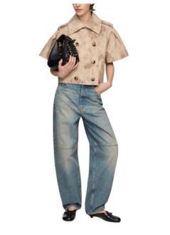 ganni camiseria mujer double cotton short sleeved jacket printed - a1010186 zzr