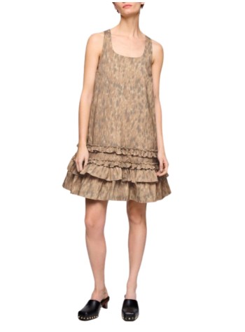ganni dress womanprinted stretch cotton u-neck mini dress - a1030480 zzt 2