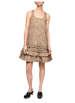 ganni vestido mujer printed stretch cotton u-neck mini dress - a1030480 zzt