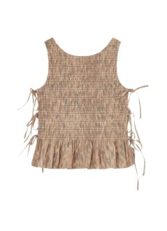 ganni top mujer printed stretch cotton smocked tie string top - a1040271 zzt