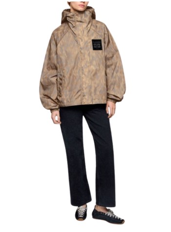 ganni outerwear womanprinted flyweight nylon hooded jacket printed - a1010209 zzt 2