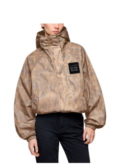 ganni outerwear womanprinted flyweight nylon hooded jacket printed - a1010209 zzt