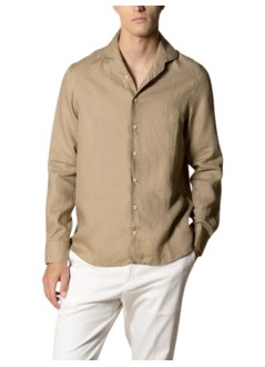 aurélien camiseria hombre linen seaside popover shirt - 020250602060000 dark taupe