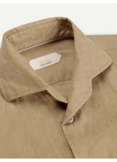 aurélien camiseria hombre linen seaside popover shirt - 020250602060000 dark taupe