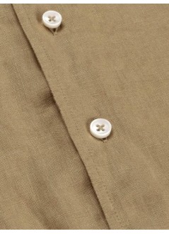 aurélien camiseria hombre linen seaside popover shirt - 020250602060000 dark taupe