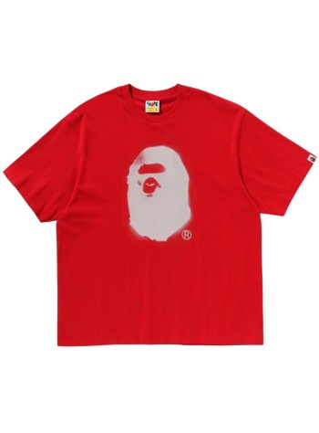 bape t-shirt manspray print ape head relaxed fit tee #2 m - 1l80110334 red