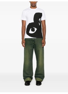 comme des garçons play t-shirt manblack heart - axt347051 white black