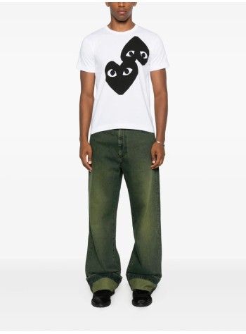 comme des garçons play camiseta hombre logo print black heart - axt348051 white black 2