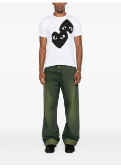 comme des garçons play camiseta hombre logo print black heart - axt348051 white black