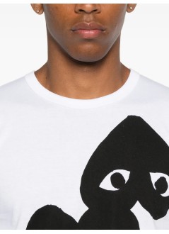 comme des garçons play camiseta hombre logo print black heart - axt348051 white black